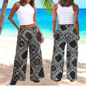 Women's Boho Wide Leg Loose Lounge Palazzo Prints Pants Sz US20